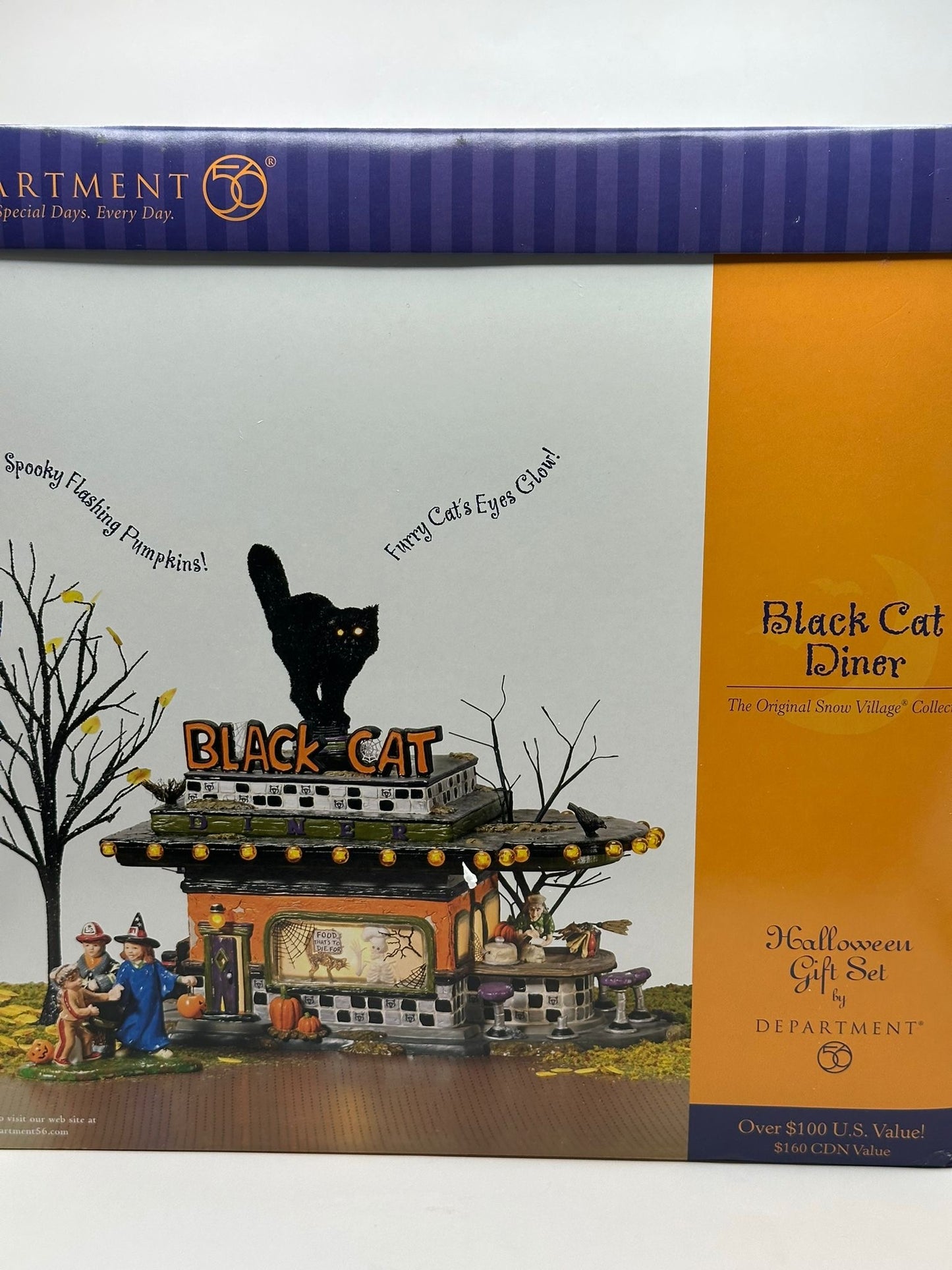 Department 56 - Black Cat Diner - Snow Village Halloween
