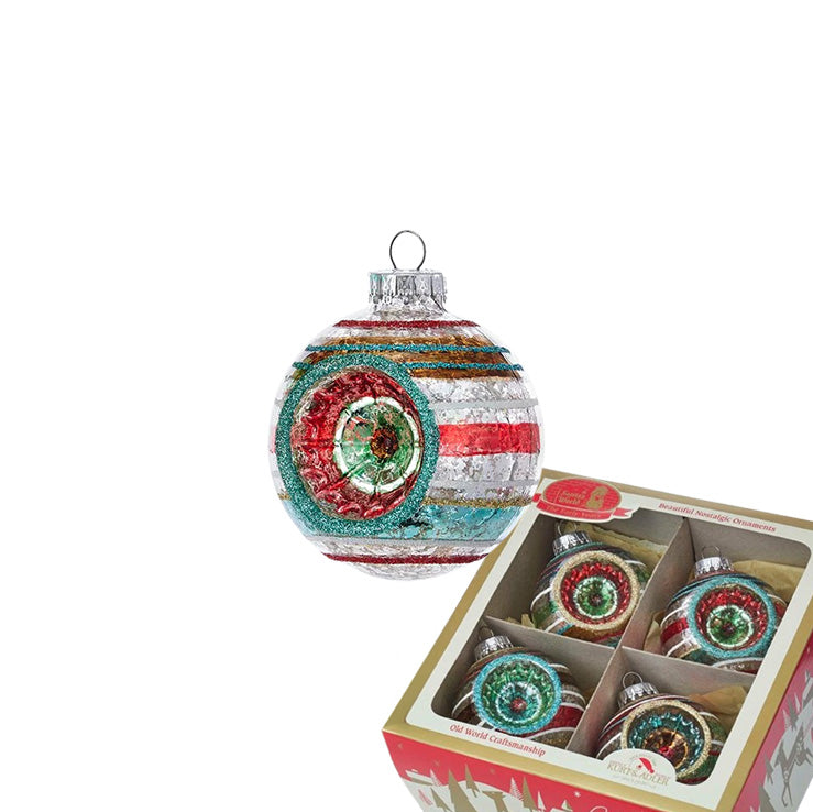 Kurt S. Adler - 65MM Glass Reflector Ball 4-Piece Box Set - Early Years