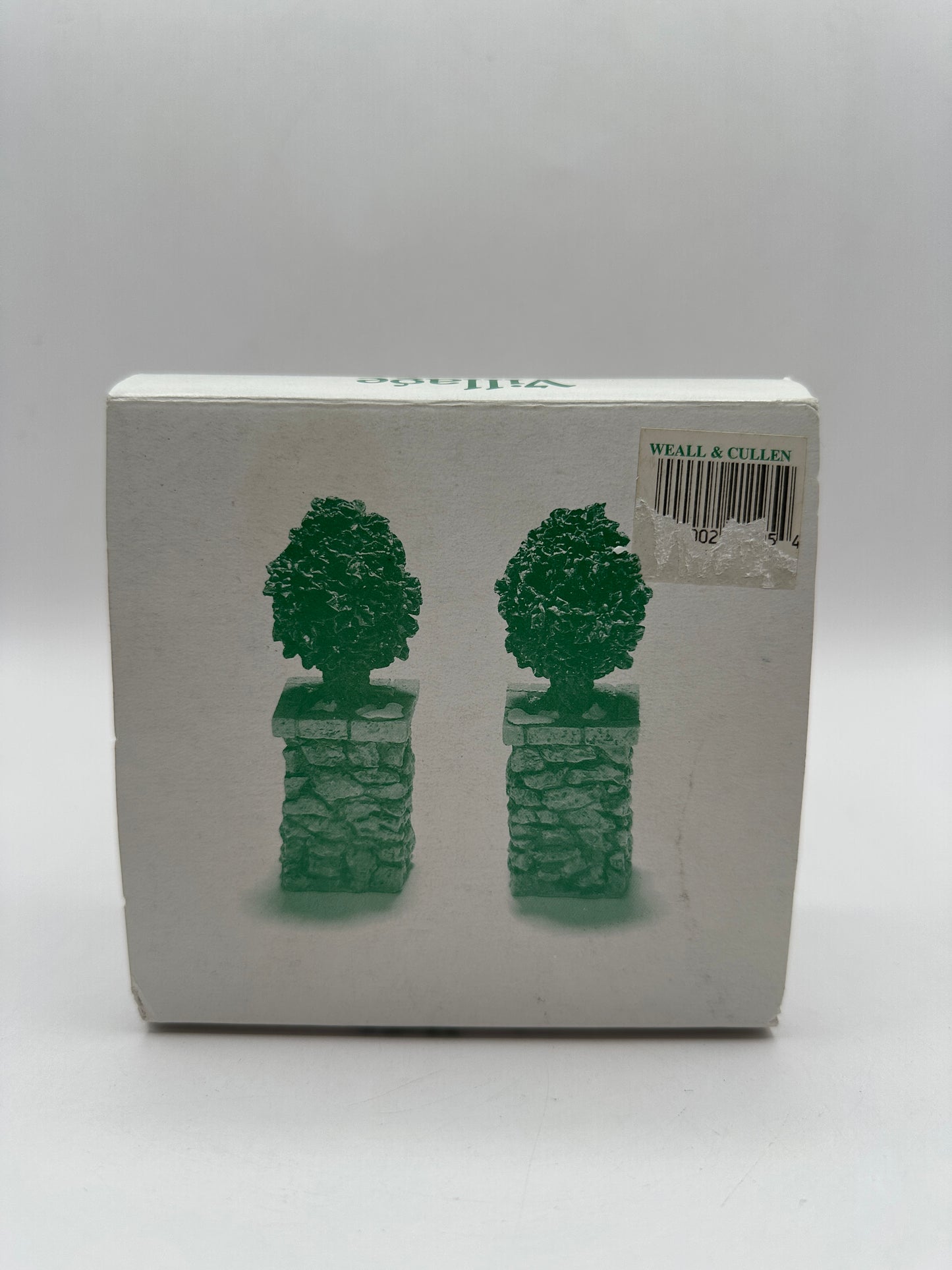 Department 56 - Stone Corner Posts with Holly Tree - Village Accessories