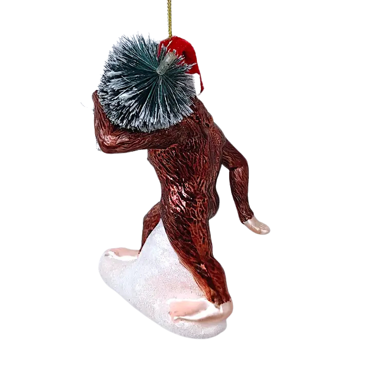 Holiday Forest Dweller Bigfoot Glass Ornament