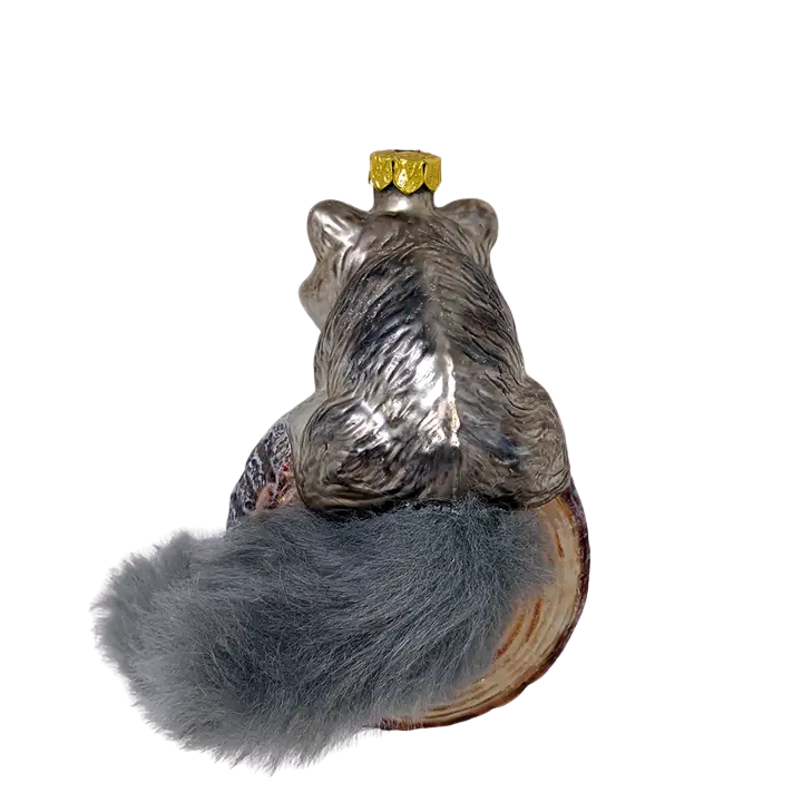 Woodland Raccoon Glass Ornament