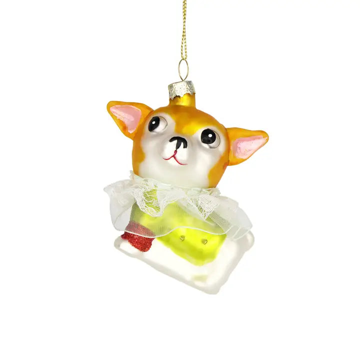 Fancy Chihuahua Glass Ornament