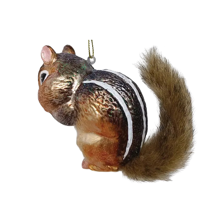 Chipmunk Glass Ornament