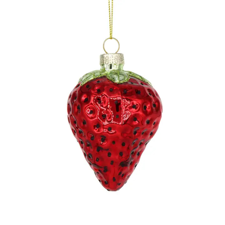 Juicy Strawberry Glass Ornament