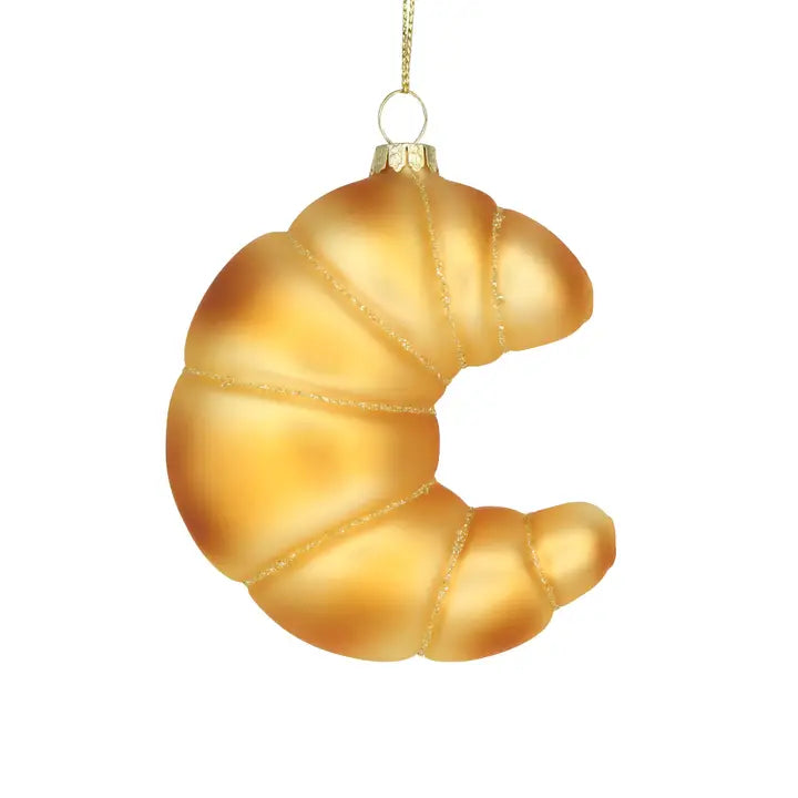 Golden Croissant Glass Ornament