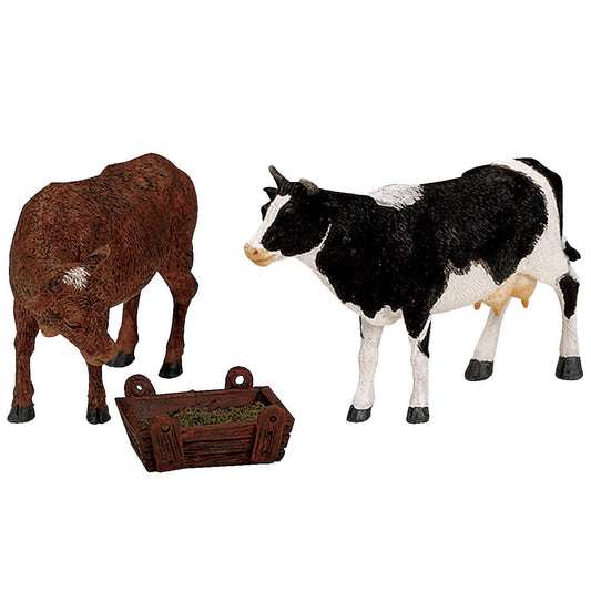 Lemax Feeding The Cow & Bull, Set of 3 - Harvest Crossing Christmas village figurine
