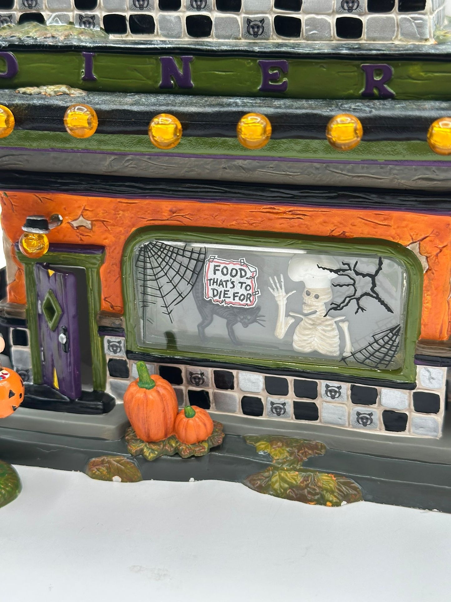 Department 56 - Black Cat Diner - Snow Village Halloween