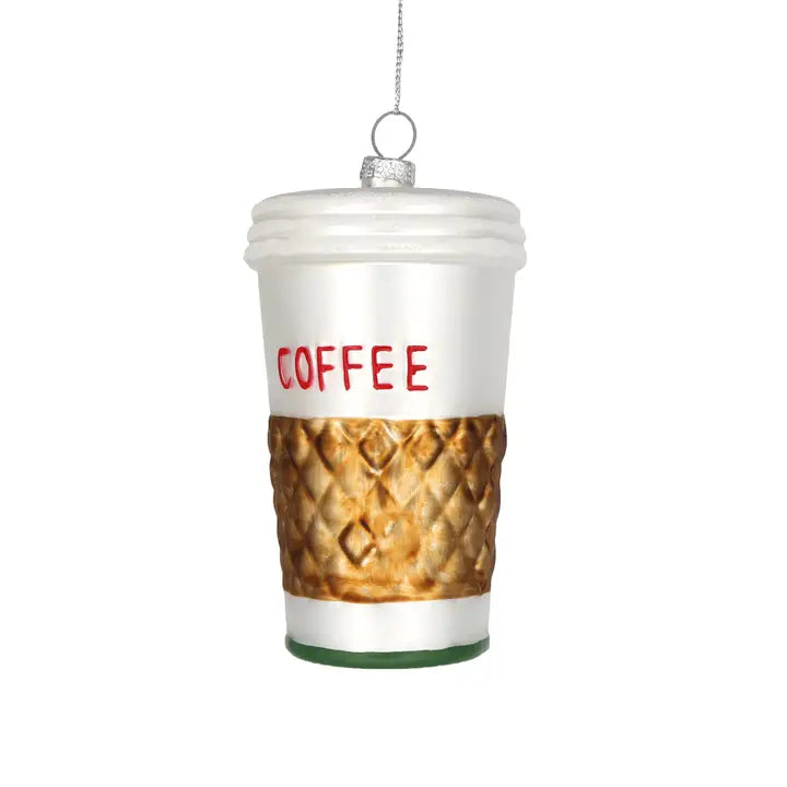 Caffeine Fix Coffee Cup Glass Ornament