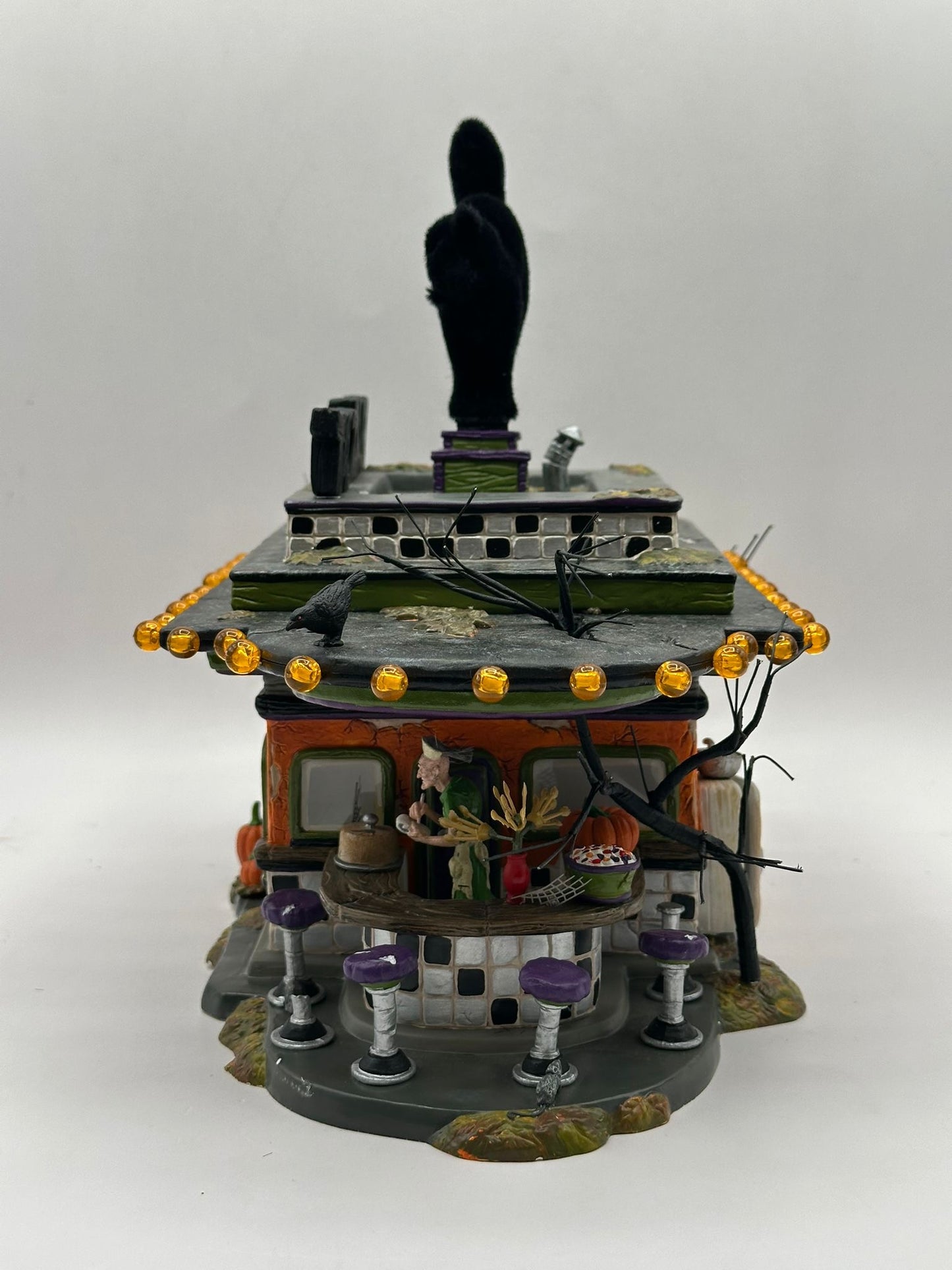 Department 56 - Black Cat Diner - Snow Village Halloween