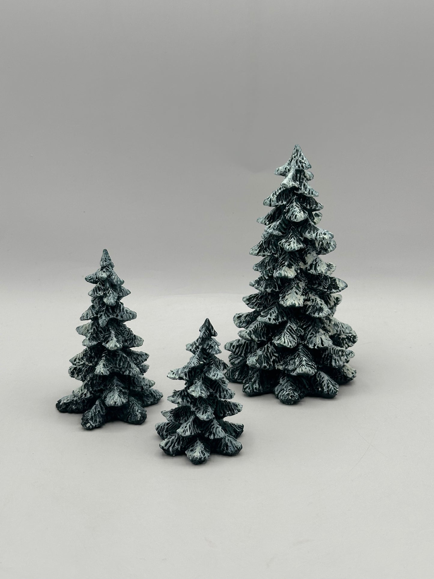 Dept 56 Village Accessories Porcelain Evergreen Trees Set of 3