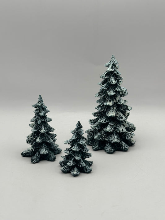 Dept 56 Village Accessories Porcelain Evergreen Trees Set of 3