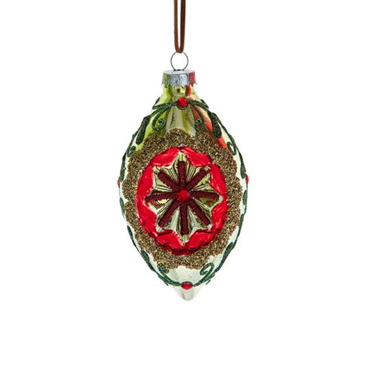 Kurt S. Adler - Olive Reflector with Red and Gold Accents - Glass Ornament