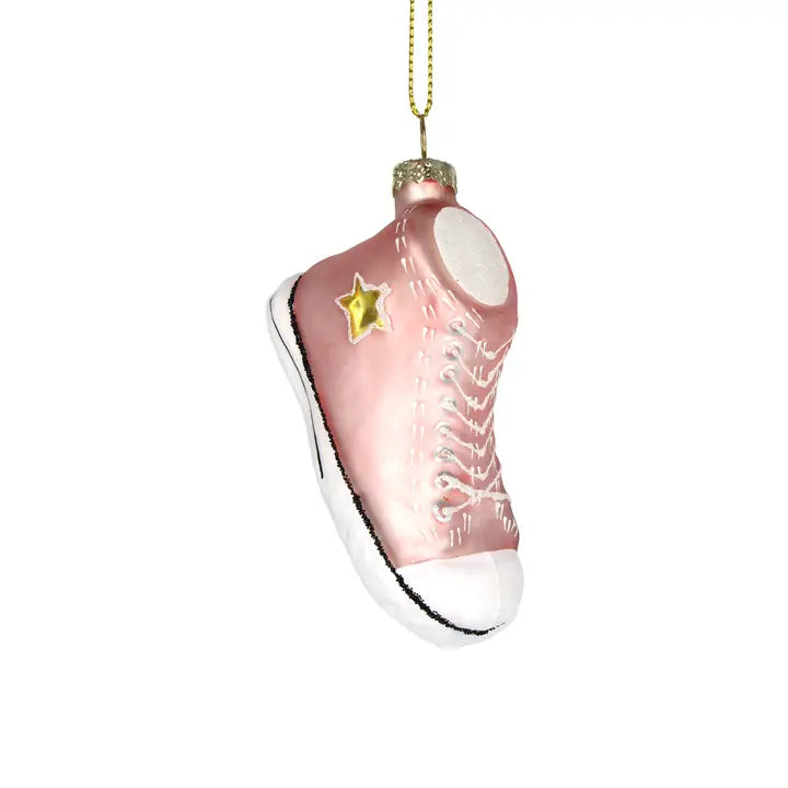 Pink High-Top Sneaker Glass Ornament