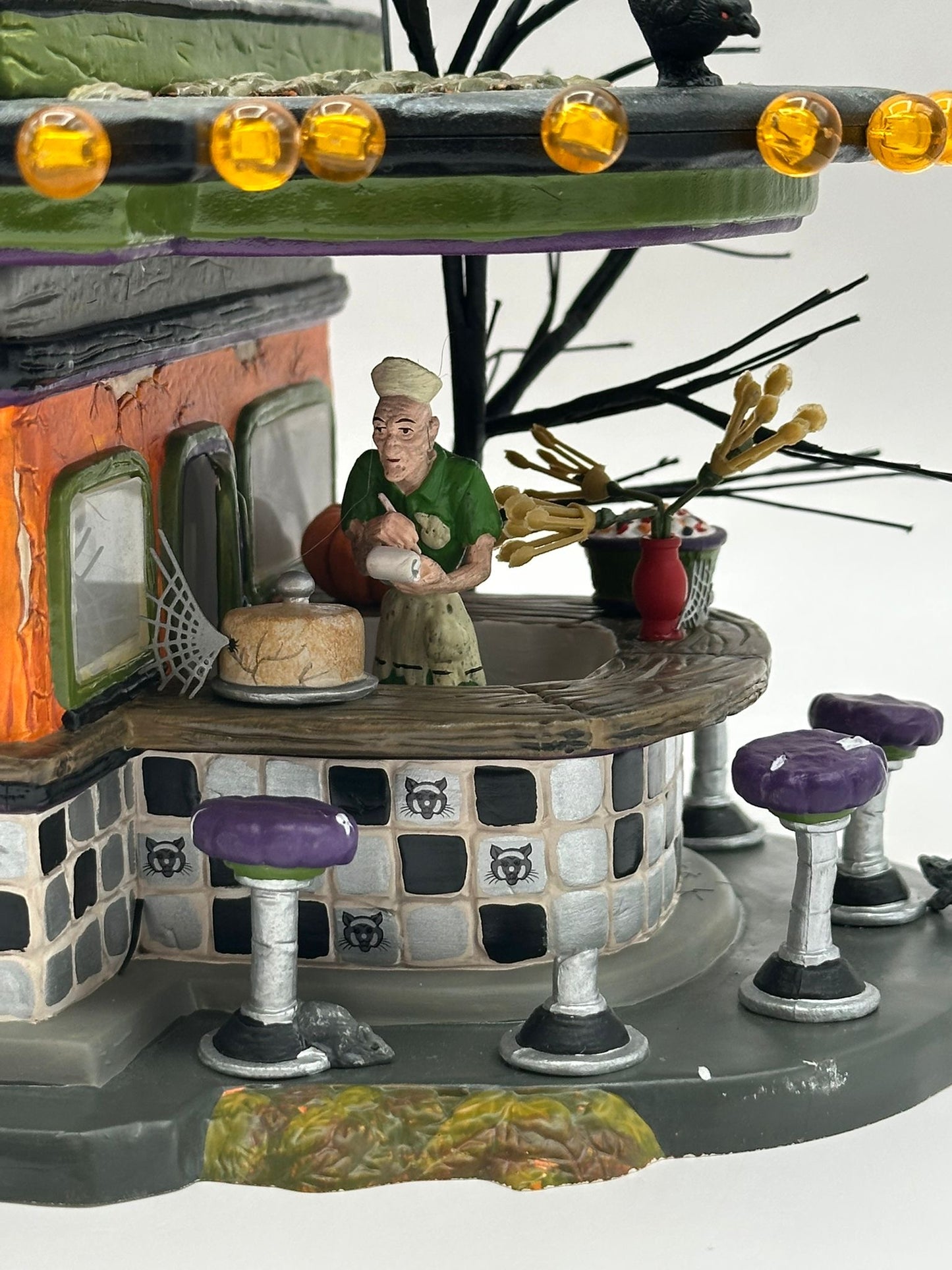 Department 56 - Black Cat Diner - Snow Village Halloween