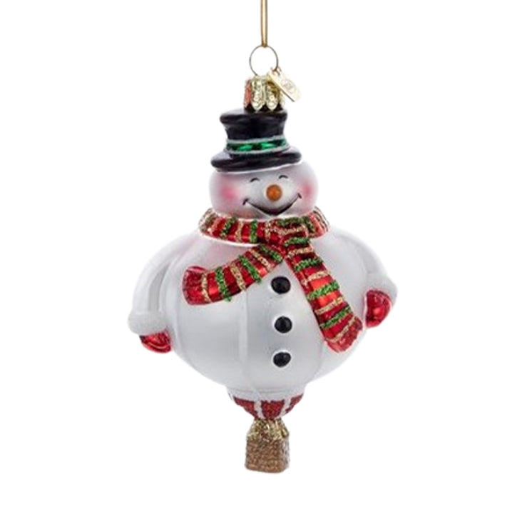 Kurt S. Adler - Hot Air Balloon Frosty Snowman Glass Ornament - Noble Gems™