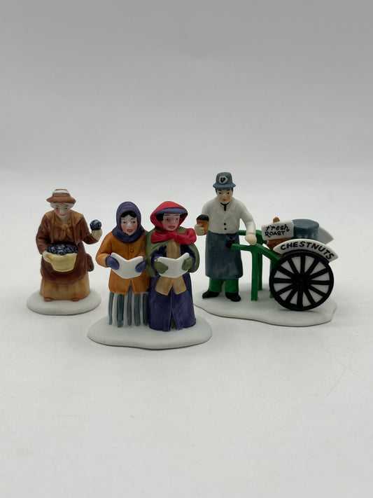 Department 56 - Violet Vendor / Carolers / Chestnut Vendor - Dickens' Village