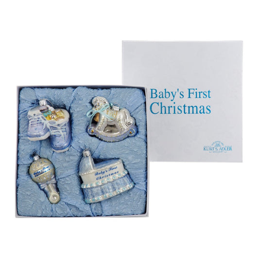 Kurt S. Adler - Baby Boy Glass Ornament Set - Noble Gems™