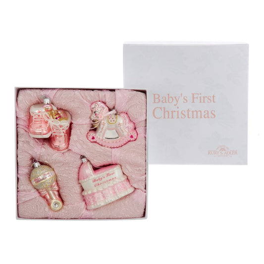Kurt S. Adler - Baby Girl Glass Ornament Set - Noble Gems™