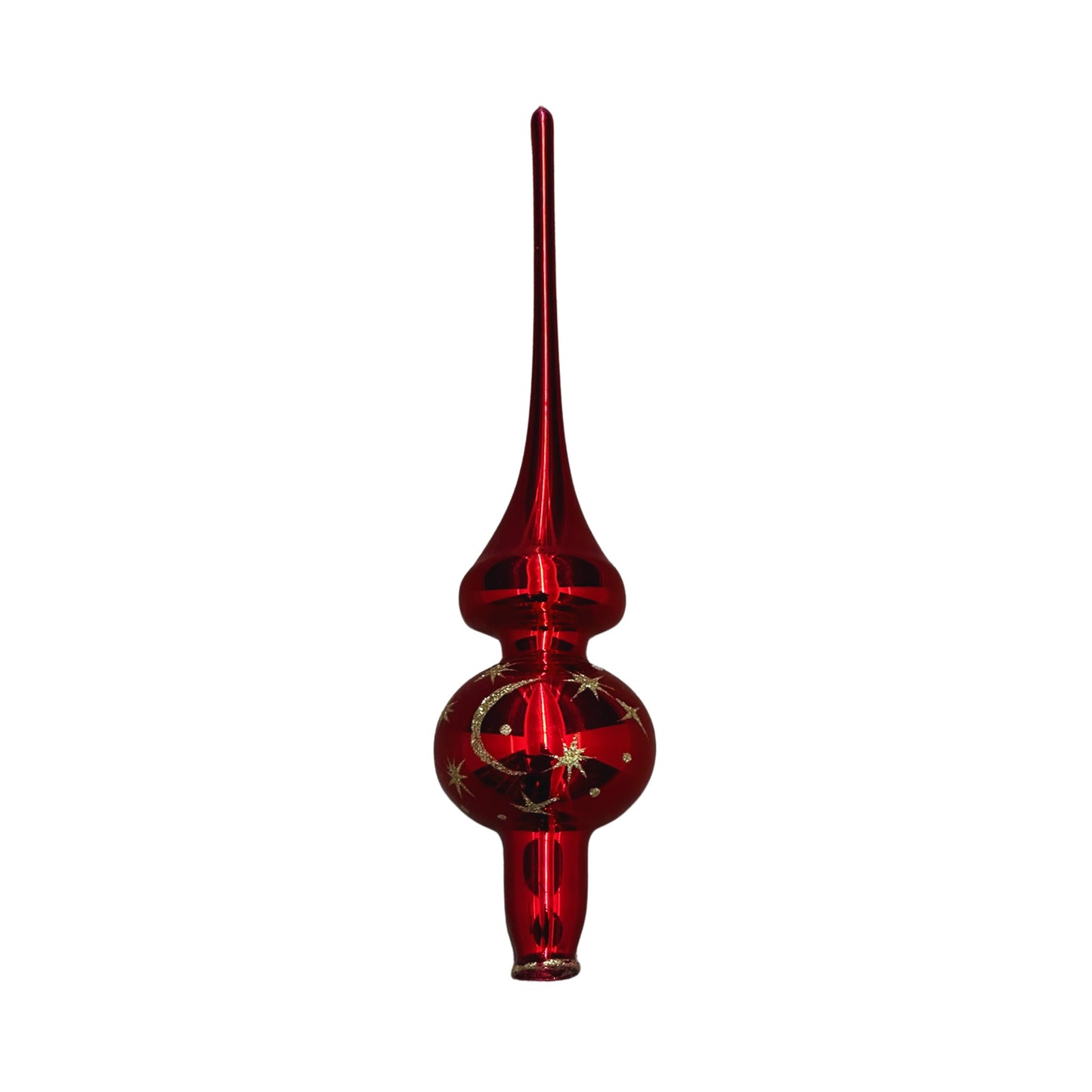 Red Mercury Glass-Style Finial Tree Topper – Rental Only