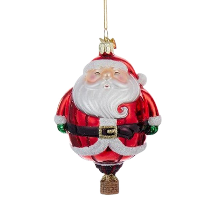 Kurt S. Adler - Hot Air Balloon Santa Glass Ornament - Noble Gems™