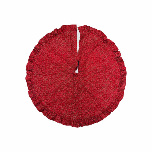 Red Holly & Gold Ruffle Christmas Tree Skirt – Rental Only