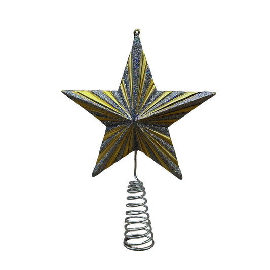 Gold & Silver Glitter Star Tree Topper – Rental Only
