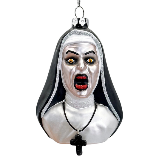 Spooky Decor Creepy Nun Glass Ornament