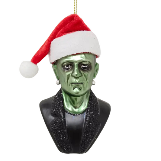 Frankenstein Santa Glass Ornament