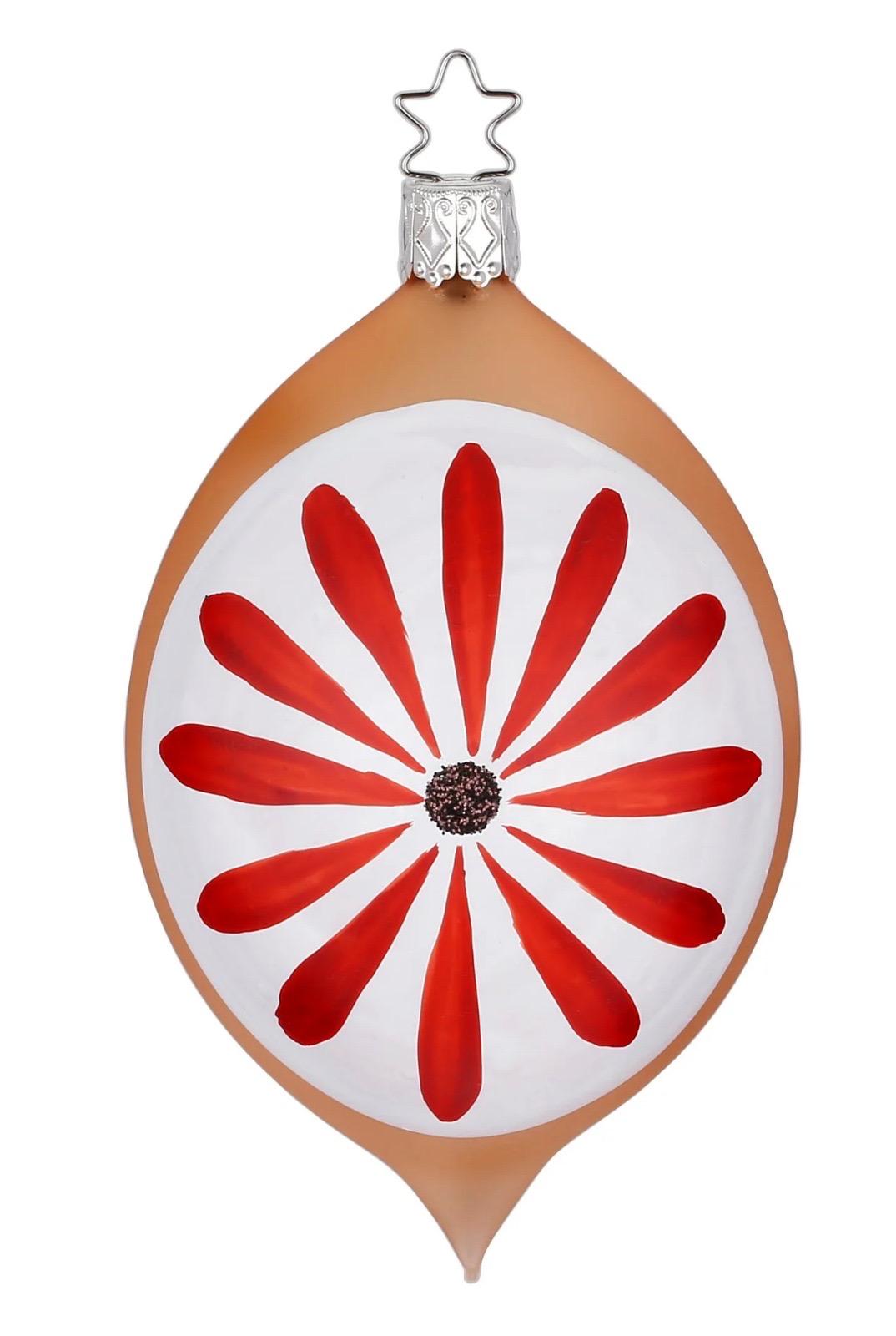 Retro Flower 4.6" Bauble - INGE GLAS Manufaktur Glass Ornament Handmade in Germany