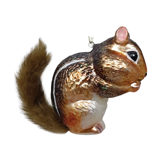 Chipmunk Glass Ornament