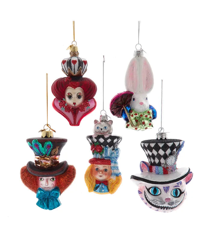 Kurt S. Adler - Alice In Wonderland Characters (Set of 5) Glass Ornaments - Noble Gems™