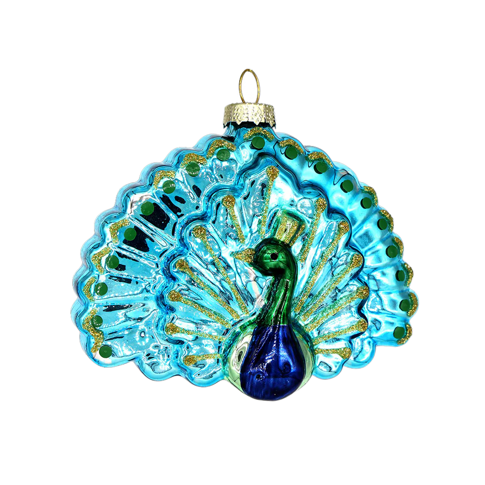 Elegant Peacock Glass Ornament