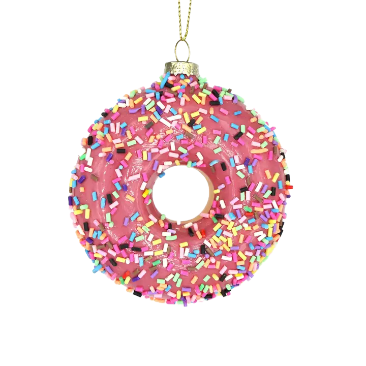Sprinkle Donut Glass Ornament