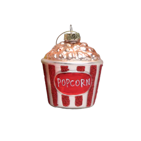 Bucket of Popcorn Glass Ornament