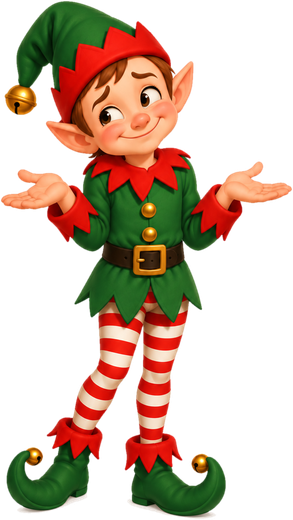 A shrugging elf